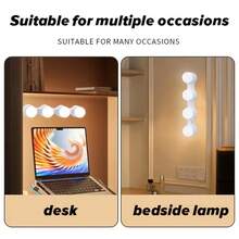 Espelho de Maquiagem com Luz LED, Luz de Vaidade de Banheiro Portátil com Ventosa, Luz de Transmissão ao Vivo USB, Luminária de Vaidade de Quarto - Tamanho Único - Visão 3