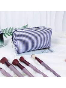 泡泡纱化妆包，印花带提手，大容量洗漱包，条纹刺绣，旅行收纳包 - 彩色 - 查看 6