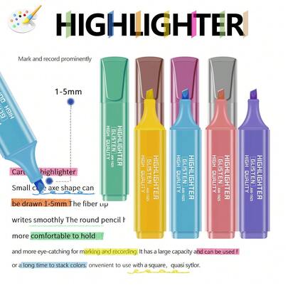 8 Colors Metallic Glitter Highlighter Pens, Fluorescent Marker Pen Set For Students, Journaling, Scrapbooking & DIY Crafts