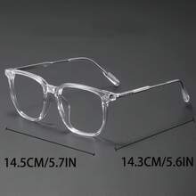 A Pair Of Stylish Glasses - Classic Square Metal Frame, Clear Lenses, Decorative Eyewear, Cyberpunk Style, Unisex - Vàng đen sáng bóng - Xem 5