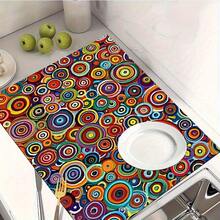 Non-Slip Absorbent Kitchen Mat - Heat-Resistant Countertop Protector, High Quality Table Mat For Dish Drying, Coffee Station, Dining - Easy-Clean Surface, Decorative Kitchen Decor For Home & Restaurants, Vibrant Design, Modern Households - 彩色 - 查看 1