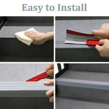 1 Roll 1m/39.37inch Self-Adhesive Vinyl Anti-Slip Stair Nosing Edging Strip, L-Shaped Rubber Stair Treads With Anti-Slip Self-Adhesive,Non-Slip Self Adhesive Step Edge Protector, Non-Slip Staircase Step-Waterproof & Self-Adhesive Stair Edge Protector - C - View 7