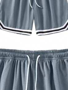 Große Größen Leichte, lässige Sportshorts für Herren, atmungsaktive Mesh-Shorts mit Gummibund für Basketball und Fitness - Grau - Übersicht 4