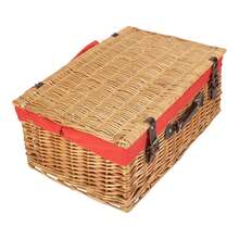Red Hamper 36cm Buff Finish Wicker Picnic Basket - Red - View 2