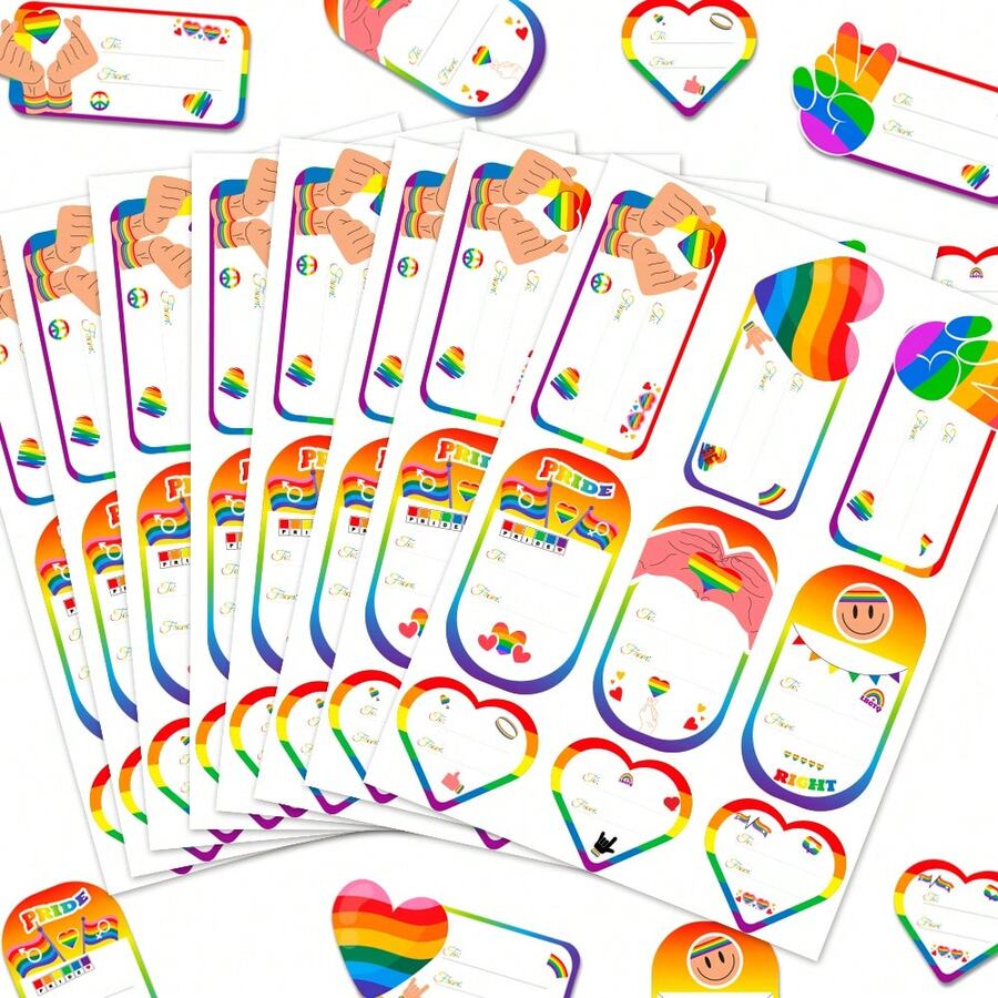 6pcs/Set LGBT Pride Stickers, Same- Love Colorful Waterproof Stickers/Labels For Laptop, Water Bottle - View 1