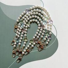 Fashionable Polka Dot Transparent Heart-Shaped Phone Lanyard, Handmade Faux Pearl Glass Bead Phone Charm, Valentine's Day Gift - Multicolor - View 5