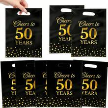10/20/50pcs Black & Gold 50th Anniversary Gift Bags - 50th Birthday Party Unisex Gift Bags With Handles, 50th Birthday Decoration - Age - View 6