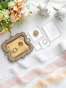 复古金色首饰托盘，乡村风戒指碟，古铜色耳环项链托盘，可爱小巧首饰碟，家居装饰礼品，迷你首饰展示架，送她的礼物，母亲节礼物 - 彩色 - 查看 3
