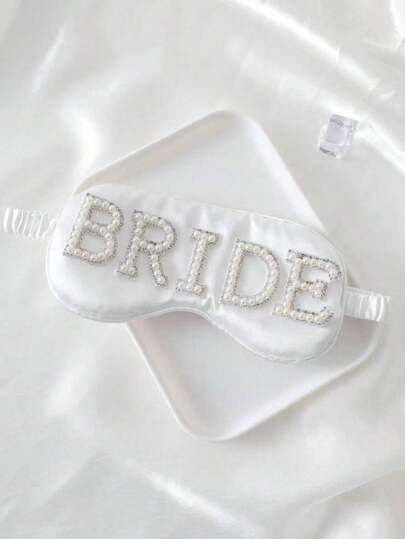 قناع عين أنيق للعروس مرصع بالراين - عصابة عيون من الساتان الأبيض لحفلات الزفاف وحفلات العروس وأحتفالات الزواج، هدية مثالية لمناسبات الزواج