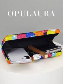 OpulAura 闪亮彩色气球图案水晶装饰派对手拿包，欧美设计，明亮的夏日色彩，完美适用于派对、婚礼、舞会、晚宴/宴会，可搭配婚纱、晚礼服、生日礼服 - 彩色 - 查看 7