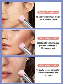 Large Triangle Soft Bristle Makeup Brushes Set - Blush, Foundation, Concealer, Detail, Highlighter, Contour, Dark Circle Concealer, Portable Face Makeup Tools - Multicolor - View 8