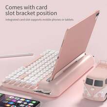 ATTACK SHARK AJAZZ AF84 Wireless Typewriter Keyboard, Cute Retro Aesthetic Design With Integrated Stand For Tablet, Phone, Mixed Color Retro Round Keycaps, 2.4Ghz Wireless/Bluetooth For Table,/PC/Win,Christmas Gift/Xmas Gift/New Year 2026/Holiday / Xmas Edition/Gift For Kids/Gift For Family/Year-End - View 6