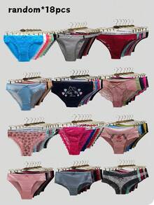 18pcs/Pack Randomly Assorted Cotton Lace Sexy Comfortable Bikini Brief Panties For Women - Multicolor - View 5