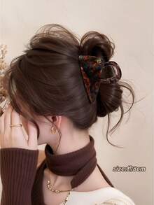 Retro Tie Dye Heart-Shaped Medium Hair Claw Clip, Versatile Hair Claw For Ponytail, Adds Volume - Multicolor - View 13