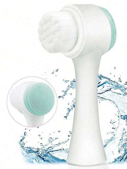 1pc Soft Silicone Facial Cleansing Brush, 2 In 1 Face Cleaning Brush, Facial Exfoliating Pore Deep Cleansing Brush, Double-Sided Manual Massage Deep Clean Pores Face Brush, For Massaging, Skincare Makeup Removal, Beauty Skin Care Tools, Facial Cleaning Tools, Personal Care And Cleaning Tools, Bathroom Gadget, Bathroom Accessories