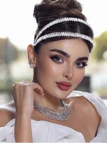 Sparkling Double-Layer Crystal Bridal Headband, Suitable For Weddings, Parties, Easter - Silver - View 5