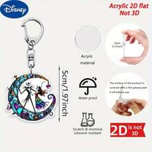Disney 2D Flat, 1pc Halloween Acrylic Keychain Featuring And Sally, Moon-Themed, Suitable For Bags, Backpacks, Car Keys, And As A Christmas, Halloween, Or Birthday Gift - Multicolor - View 7