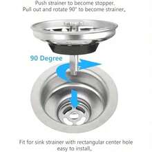 Rổ lọc rác bồn rửa bằng thép không gỉ 3-1/2" kèm nút chặn cao su, bộ thay thế cho cống thoát nước bồn rửa nhà bếp tiêu chuẩn. - Nhiều màu - Xem 5