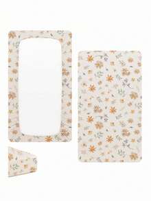 1pc Soft, Breathable 100% Cotton Muslin Baby Crib Sheet, Adorable Floral Cartoon Print, Unisex Newborn Essential - Multicolor - View 7