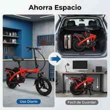 F1 Bicicleta eléctrica plegable para adultos Little Dolphin de 14 pulgadas, 500W, 48V 10AH, autonomía de conducción de 35 km/h , carga máxima 150KG, motor alto sin escobillas, suspensión doble de 2 plazas, neumáticos todo terreno de 3 velocidades, luz LED - con bolsa de asiento grande que absorbe los golpes, cesta de tela, pequeños pies cromados plegables, tubo del sillín que absorbe los golpes - Rojo - Ver 2