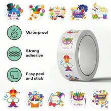 500张普珥节主题贴纸 - 普珥节卷装贴纸，美观实用，可用于剪贴簿、日记本、笔记本电脑、保险杠、滑板、水瓶、电脑、手机、贺卡、相册、家具等装饰。 - 查看 6