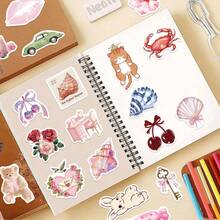 200张Y2K风格可爱复古贴纸，时尚贴纸，KPOP涂鸦贴纸，防水贴纸，适用于水瓶、笔记本电脑、手机、滑板、计划本、日记本等。剪贴簿用品文具趣味贴纸 - M - 查看 3