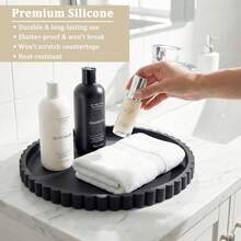 硅胶浴室梳妆台托盘，现代圆形装饰托盘，防水防碎化妆品香水收纳盒，加厚坚固，易于清洁的蜡烛托盘 - 彩色 - 查看 3