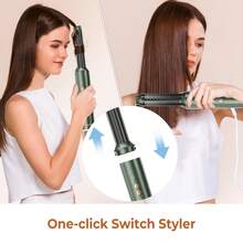 Secador de Cabelo Escovado de Alta Velocidade 7 em 1 - Ferramenta de Estilo Multifuncional para Encaracolamento, Aumento de Volume e Alisamento com Cabeças Destacáveis - Verde - Visão 10