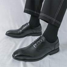 Men's Green Brogue Monk Strap Shoes, British Style Business Casual Footwear, Fashion Large Size Dress Shoes - 黑色 - 查看 1