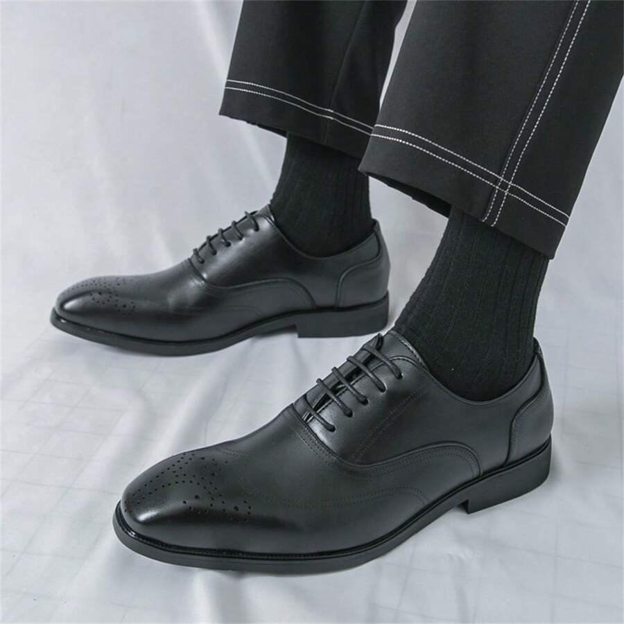 Men's Green Brogue Monk Strap Shoes, British Style Business Casual Footwear, Fashion Large Size Dress Shoes - 黑色 - 查看 1