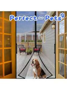 1pc Heavy Duty Door Curtain, With Full Frame Hooks, Made Of Polyester Mesh Material, Pet Friendly Design, Anti-Insect, Suitable For Doors Up To 38x82 Inches - Multicolor - View 6