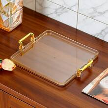 1pc Modern Luxury Dual-Handle Design Tray, Suitable For Wedding, Snacks, Outdoor, Multi-Purpose Tray - Champagne - View 9