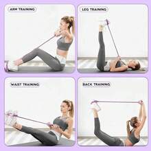 Pilates Resistance Bands With Foot Pedal - 4 Tube Ankle Strap, Suitable For Core, Arm And Leg Training, Multifunctional Fitness Band For Yoga Stretching And Abdominal Muscle Training, Portable Home Gym Equipment With Soft Handles (Durable Elastic Training Rope) - Purple - View 9