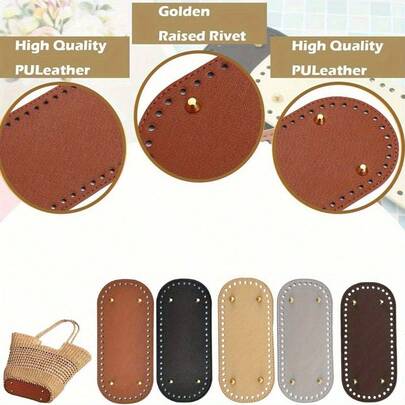 5pcs Oval Shaped Crochet Bag Bottom With Holes, 8.66 X 3.94 Inches Faux Leather Lining, Suitable For Handbag, Shoulder Bag Bottom, Wallet Making Accessories, Wallet Craft, Wallet Making Materials, Handbag Structure, Crochet Texture