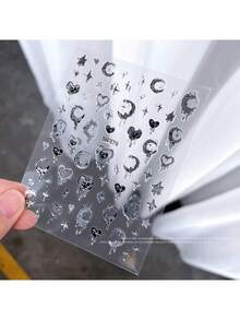 1pc Multi-Purpose Star Stickers, Metallic Silver Rhinestone Face Stickers, Star Nail Art Stickers - Holiday Decoration Elements Y2K Style Asymmetrical Star Art Design, Suitable For Women's Daily, Wedding, Holiday Self-Adhesive Nail Stickers - Multicolor - View 13