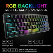Teclado de juego K61 RGB, teclado mecánico mini RGB retroiluminado del 60% para PC/portátil de juegos - Ver 3