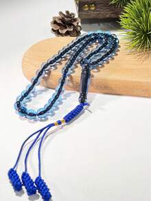 New 51 Beads Ramadan Handmade Braided Rope Tassel, Ramadan Religious Accessories Gift - Blue - View 4