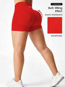 TNTOR Quần short yoga co giãn cỡ lớn dành cho nữ, quần short bó sát cạp cao giúp định hình vòng ba, thích hợp cho tập luyện, thể dục, đạp xe, nâng mông, thoải mái cho người đam mê thể thao mùa hè. - Đỏ - Xem 8