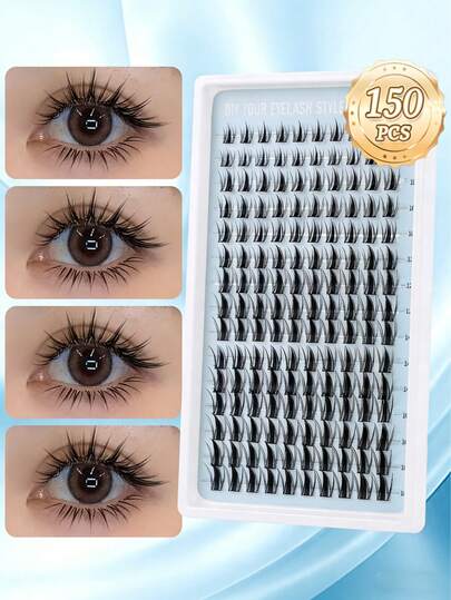 150pcs Manga C Curl Eyelash Set, 8-16mm Soft & Natural Mixed False Eyelashes, Easy DIY Reusable Individual Lashes For Daily Makeup, Office, Y2K, Cosplay, Lightweight & Realistic, Gift For Women, New Mom, Mom-To-Be