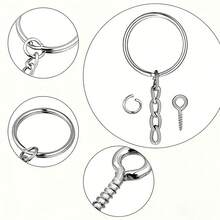 90pcs/Set Keychain Accessories, Suitable For Handmade, Resin Keychain, Including Keyring With Chain, Split Ring, Screw Eye Pins, For DIY Keychain Making - 20pcs Keyrings, 30pcs Jump Rings, 40pcs Screw Eye Pins - 90Pcs/Set - View 4