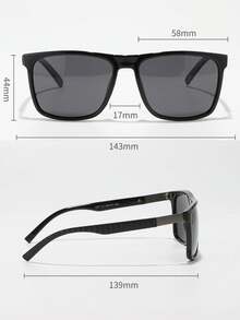 Unisex Retro Rectangular Plastic Black Sunglasses, Classic Style For Outdoor Travel Beach Vacation Casual Wear, Driving UV Protection - Black - View 6
