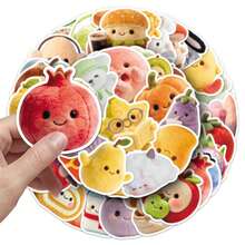 50pcs Kawaii Funny Food Stickers Cartoon Dog Animal Stickers Cute Fruit Stickers Vinyl Waterproof Stickers For Journaling Computer Scrapbook Luggage Water Bottle Phone - Multicolor - View 7