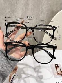 2 Pairs Unisex Classic Retro Plastic Frame Bohemian Style Transparent Glasses Set, Fashion Accessories - Multicolor - View 4