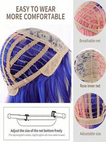 Tóc giả dài xoăn màu hồng và xanh dương dành cho nữ - Thích hợp cho cosplay và tiệc Halloween - Tóc giả sợi tổng hợp - Nhiều màu - Xem 8