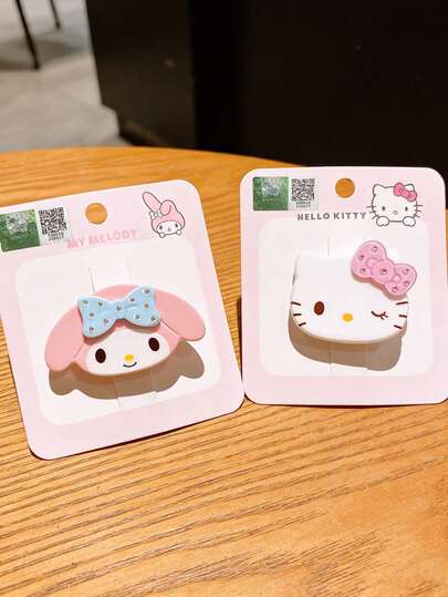 Pinzas para el cabello con personajes de Sanrio, lindos accesorios acrílicos para el cabello, para mujeres y niñas, Hello Kitty, My Melody, estilo kawaii japonés, duraderas y resistentes, sujeción segura, antideslizantes, ligeras, cómodas de usar, decoración con diamantes de imitación, pinza para flequillo, atuendos diarios, citas, salidas, uso en la ducha o el baño, regalo ideal para los fans de Sanrio.