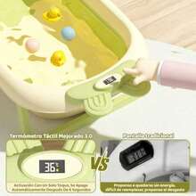 Bañera para Bebé Bañera Plegable con Sensor de Temperatura Cojín Antideslizante y Red para Baño Juego de 3 Lavabos Plegables para Bebé Recién Nacido a 18 Meses Rosa - Rosa - Ver 3