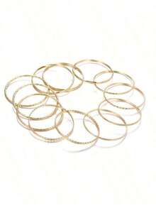 12 piezas Brazalete de metal con textura - Oro amarillo - Ver 4