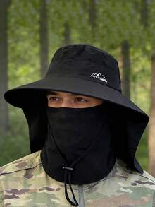 1pc Men's Breathable Mesh Bucket Hat, Summer Sun Protection Fishing Cap, Versatile Lightweight Outdoor Hiking Hat With Neck Cover - A - View 3