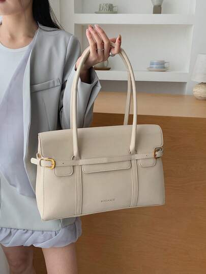 纯色大容量翻盖日常手提包/单肩包/女士单肩手提包