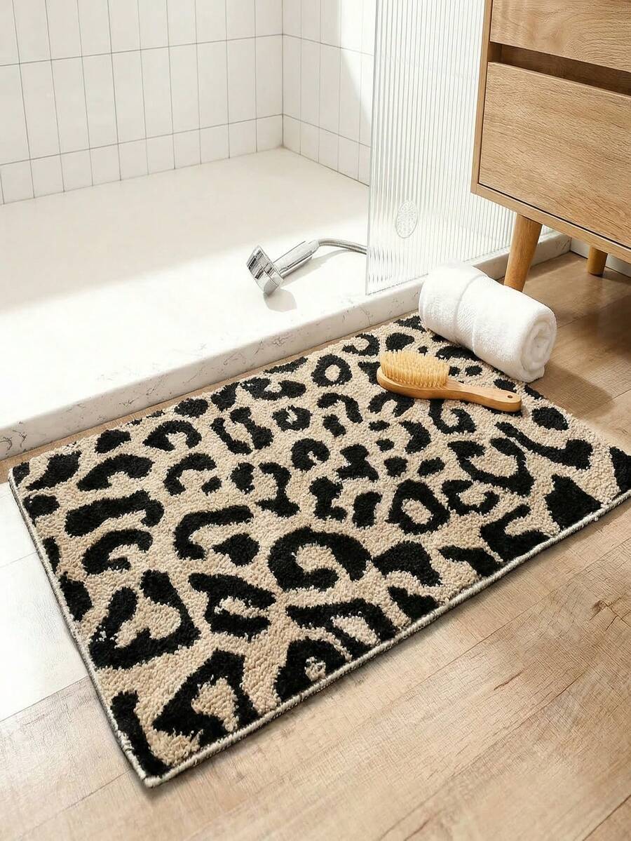 1 buah Keset Kamar Mandi Motif Leopard, Cocok untuk Kamar Mandi, Toilet, Kamar Tidur, Pintu Dapur dan Dekorasi Rumah, Dapat Digunakan Sepanjang Musim